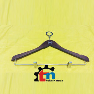 Hanger Kayu Datar Palang Jepit Kepala Ring